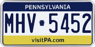 PA license plate MHV5452