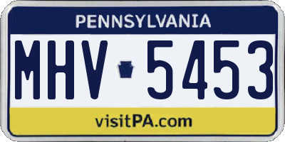 PA license plate MHV5453