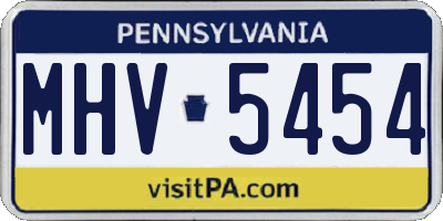 PA license plate MHV5454