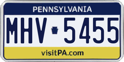 PA license plate MHV5455