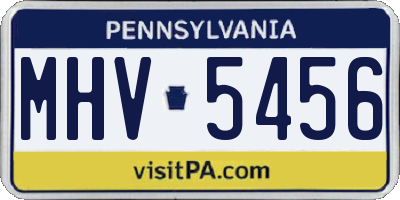 PA license plate MHV5456