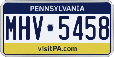PA license plate MHV5458