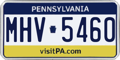 PA license plate MHV5460