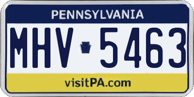 PA license plate MHV5463