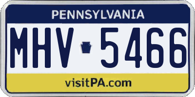 PA license plate MHV5466