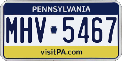 PA license plate MHV5467