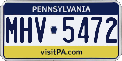 PA license plate MHV5472