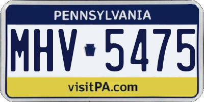 PA license plate MHV5475