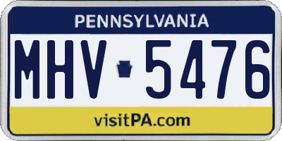 PA license plate MHV5476