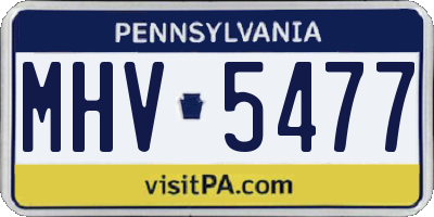 PA license plate MHV5477