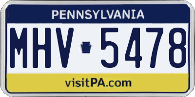 PA license plate MHV5478