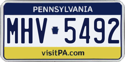 PA license plate MHV5492