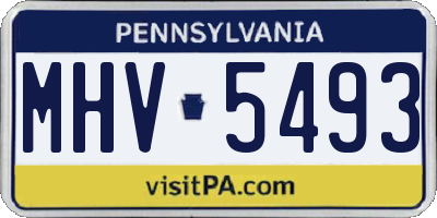 PA license plate MHV5493