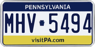 PA license plate MHV5494