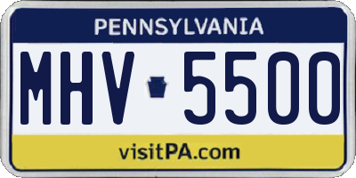 PA license plate MHV5500