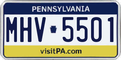 PA license plate MHV5501