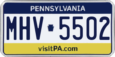 PA license plate MHV5502