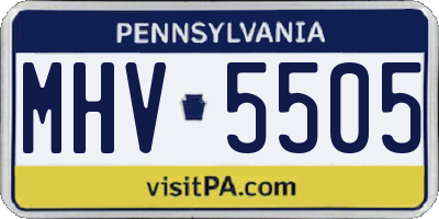 PA license plate MHV5505