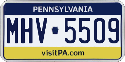 PA license plate MHV5509