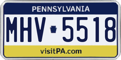 PA license plate MHV5518