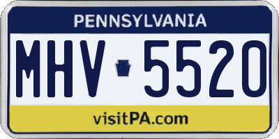 PA license plate MHV5520