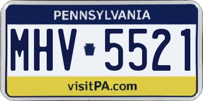 PA license plate MHV5521