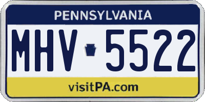 PA license plate MHV5522