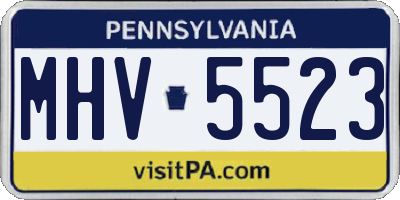 PA license plate MHV5523