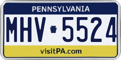 PA license plate MHV5524