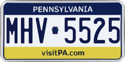 PA license plate MHV5525