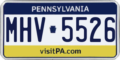 PA license plate MHV5526