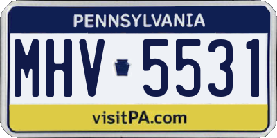 PA license plate MHV5531