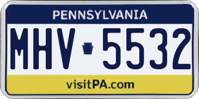 PA license plate MHV5532