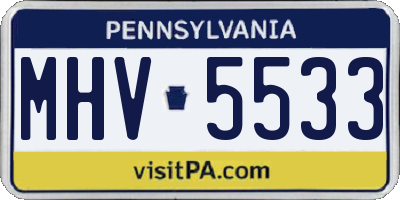 PA license plate MHV5533