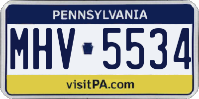 PA license plate MHV5534