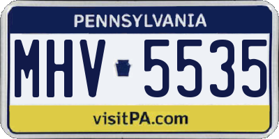 PA license plate MHV5535