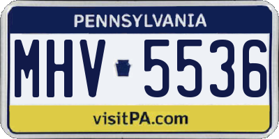 PA license plate MHV5536