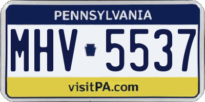 PA license plate MHV5537