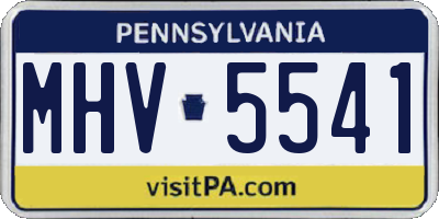 PA license plate MHV5541
