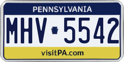 PA license plate MHV5542