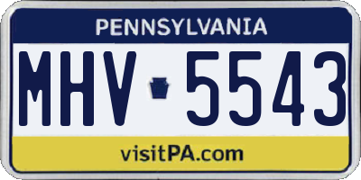 PA license plate MHV5543