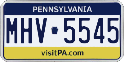 PA license plate MHV5545