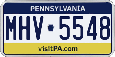 PA license plate MHV5548