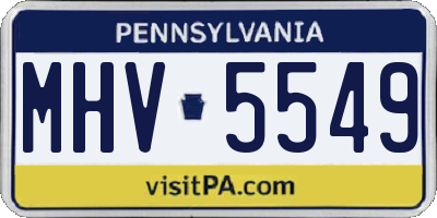 PA license plate MHV5549