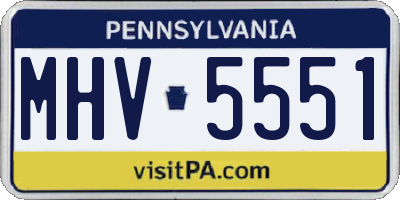 PA license plate MHV5551
