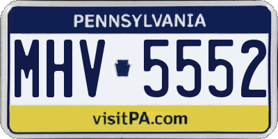 PA license plate MHV5552