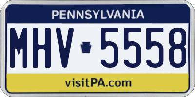 PA license plate MHV5558