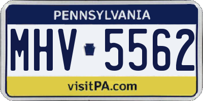PA license plate MHV5562