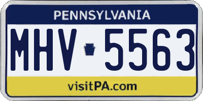 PA license plate MHV5563