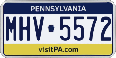 PA license plate MHV5572